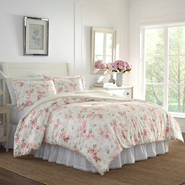 Comforter Set Shabby Chic Pink Wisteria Floral Plush Bedding