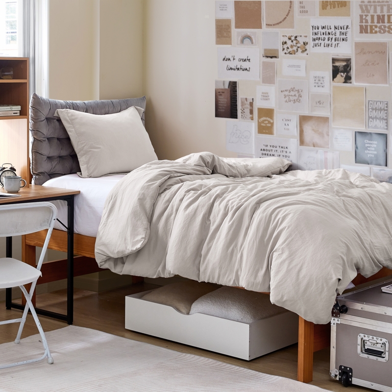 Comforter Set Stone Taupe Soft Wrinkled Texture Overstuffed