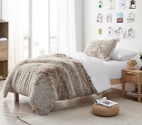 Comforter Set Taupe Grid Pattern Quilted Texture Minimalist