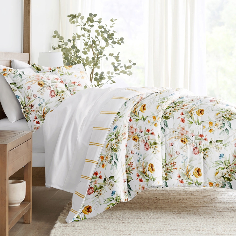 Comforter Set Terracotta Chintz Floral Reversible Modern Farmhouse