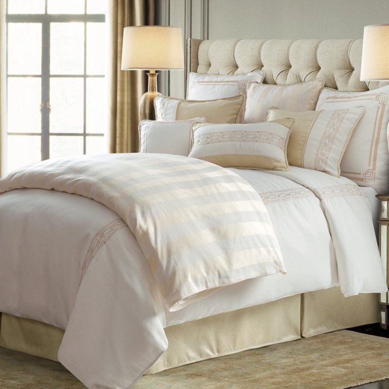 Comforter Set Textured Weave Metallic Accents Modern Glam