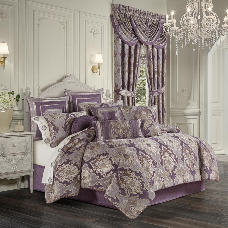 Comforter Set Traditional Damask Pattern Quilted Shams Romantic Bedding