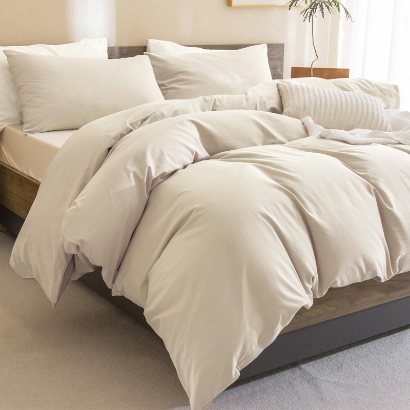 Comforter Set Wheat Beige Linen Texture Scandinavian Style