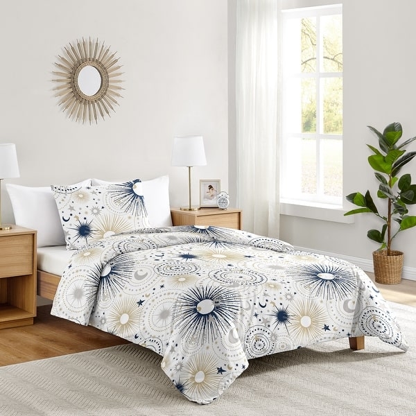 Comforter Set Whimsical Navy and Gold Celestial Kids Bedding