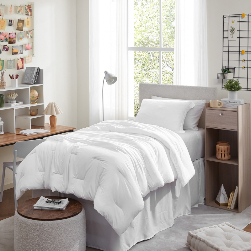 Comforter Set White Horizontal Channel Tufting Plush Modern