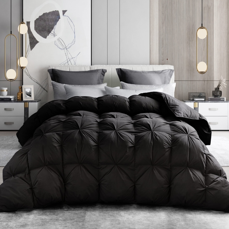 Comforter White Baffle Box Stitching Piped Edges High Loft
