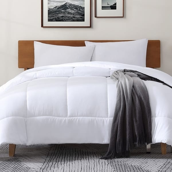 Comforter White High Loft Box Stitch Puffy Down Alternative