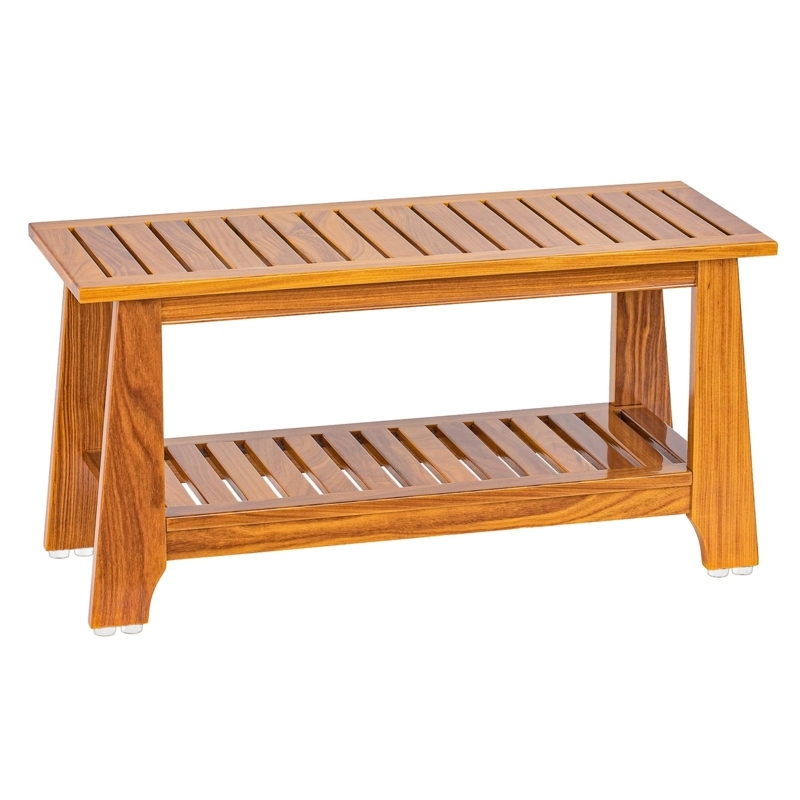 Commercial Grade Shower Bench with Eight Leveling Feet and Slatted Shelf