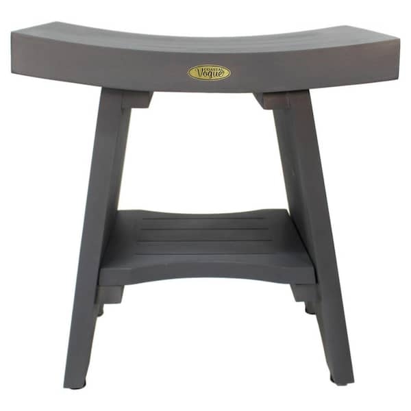 Compact Driftwood Bath Stool Curved Slatted Seat