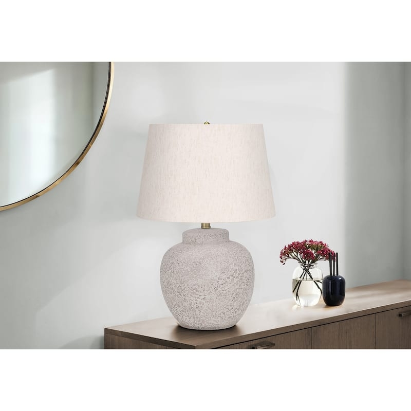 Concrete Table Lamp, Textured Base with Cylindrical Tapered Shape.
