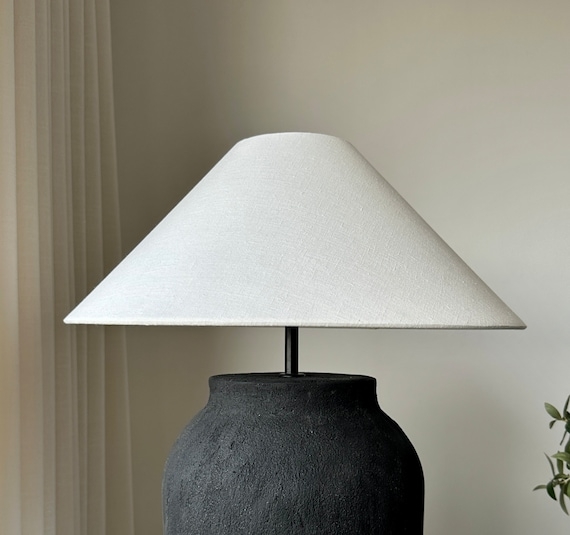 Conical Lamp Shade, Large Japandi Textured Linen