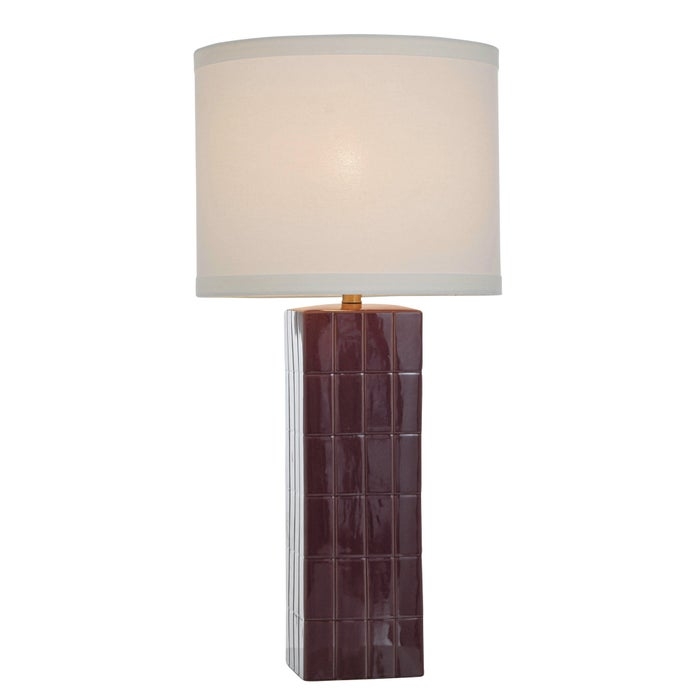 Contemporary Ceramic Table Lamp with Sculptural Tiered Finned Base