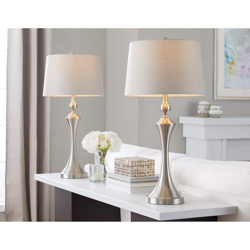 Contemporary Dark Metal Table Lamps Set with Integrated USB Ports