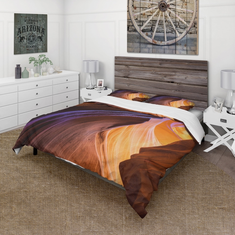 Contemporary Duvet Cover Set Blue Canyon Photography Print Modern
