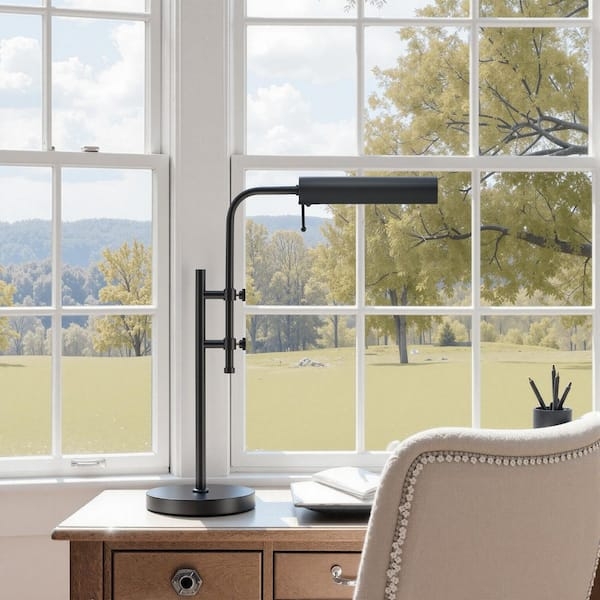 Contemporary Pharmacy Task Lamp Matte Black Swing Arm Dome Shade