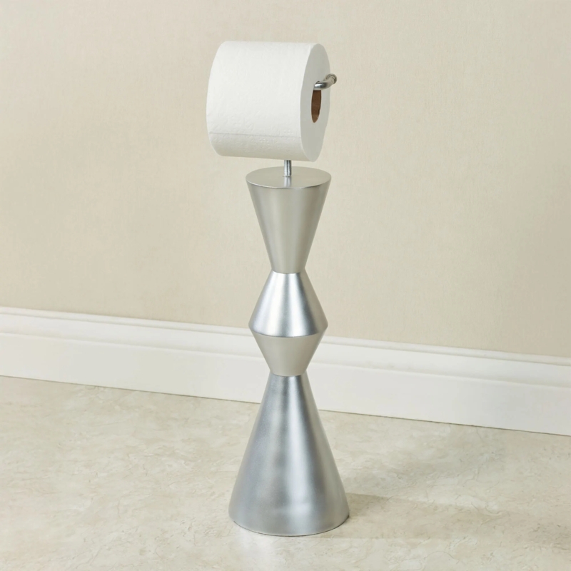 Contemporary Polished Metal Stand with Vertical Reserve Storage