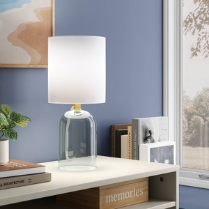 Contemporary Table Lamp Clear Glass Open Cylinder Base Drum Shade