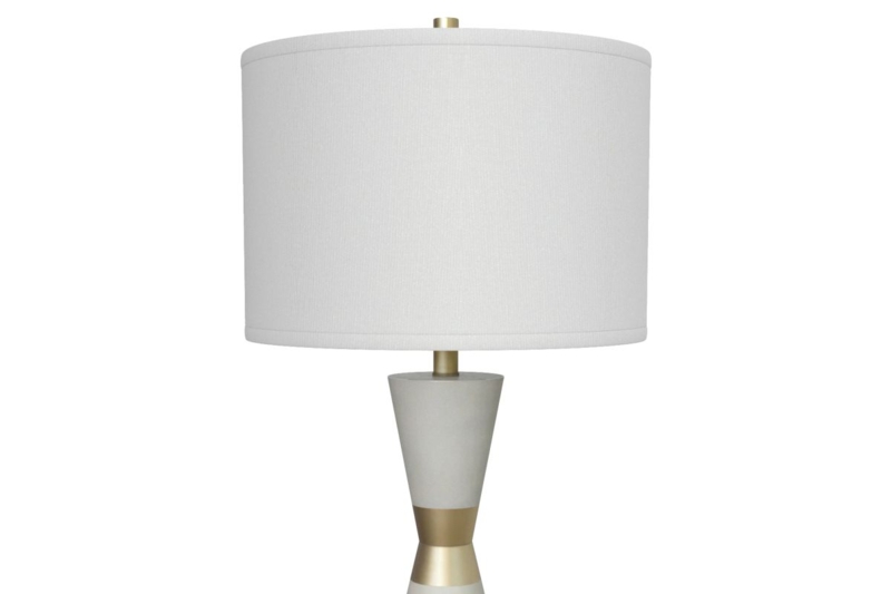 Contemporary White Resin Table Lamp Set with Monochromatic Hourglass Silhouette