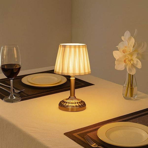 Cordless Table Lamp Conical Silhouette Brushed Finish Minimalist