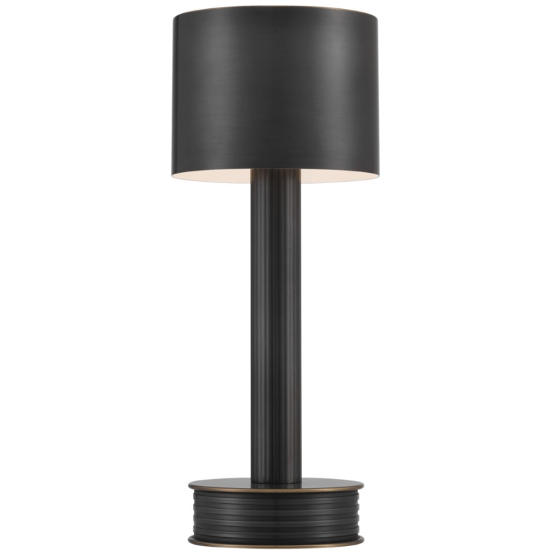 Cordless Table Lamp Mushroom Silhouette Charcoal Grey Brass Stem