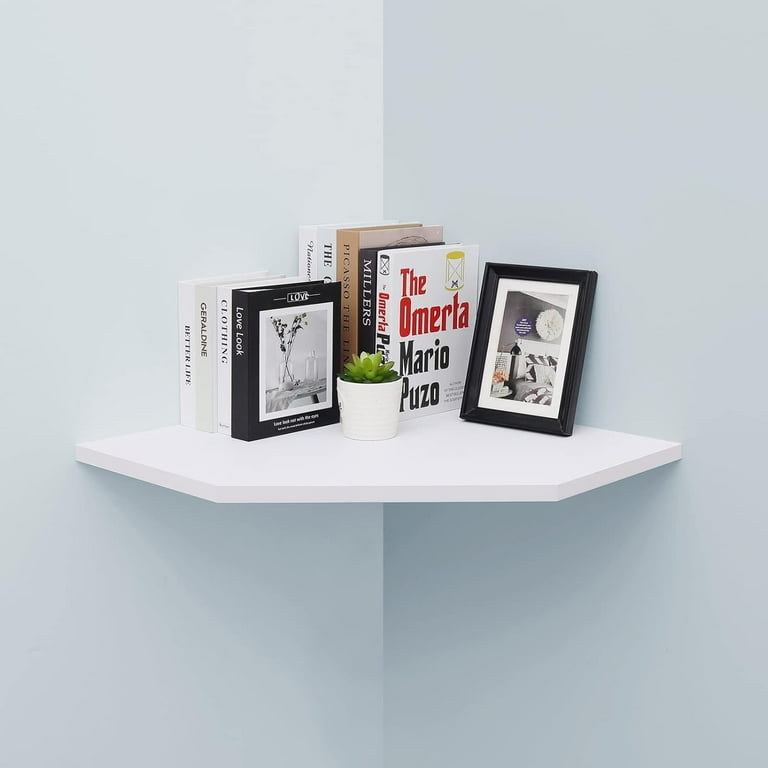 Corner Shelf: Espresso Pentagon Shape with Wire Management Hole