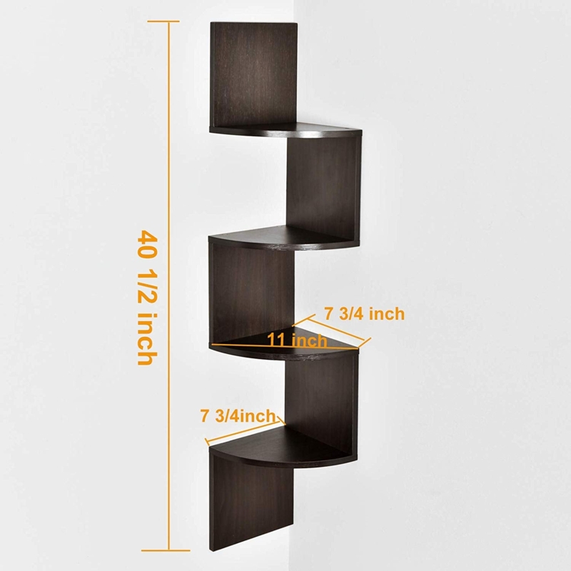 Corner Shelf Four Tiers White Floating Zig Zag Design Airy Organized