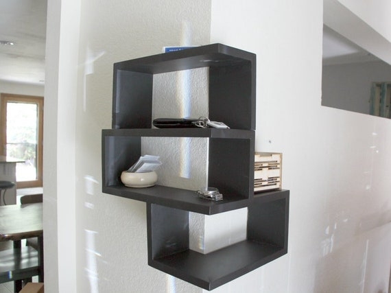 Corner Shelf Wrap Around Design External Fit Black Matte Floating Modern