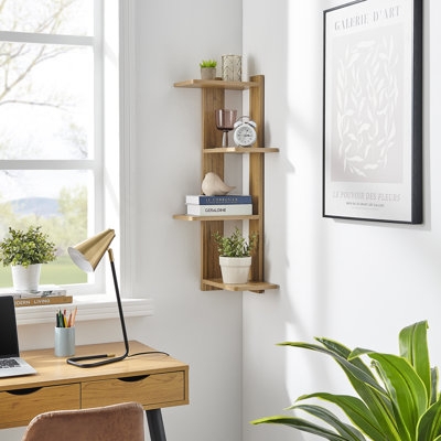 Corner Shelf Zig Zag Silhouette Light Wood Scandinavian Modern
