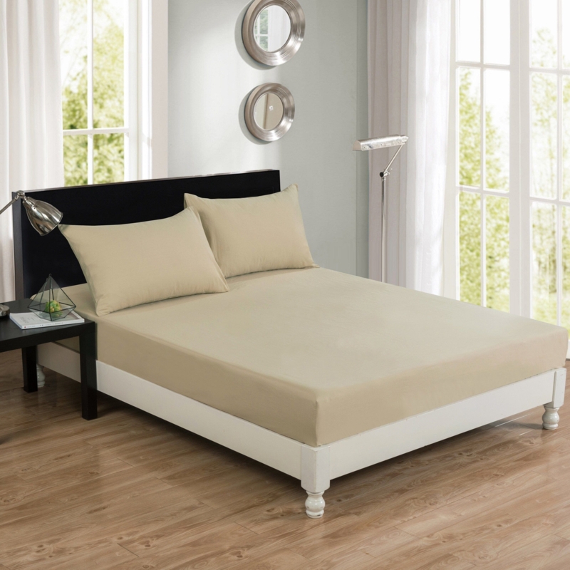 Cotton Poplin Sheet Set in Sandy Tan with Matte Finish