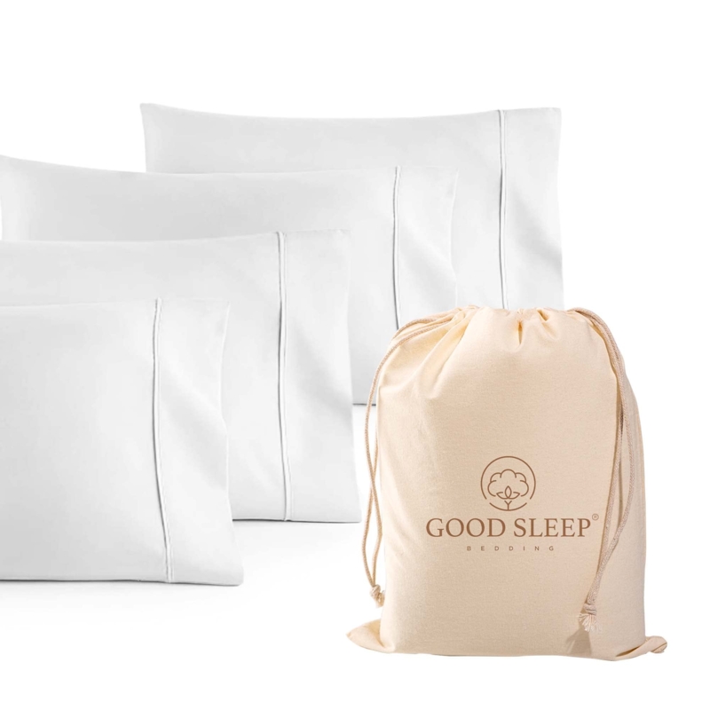 Cotton Sateen Pillowcase Set of Four White Smooth Finish