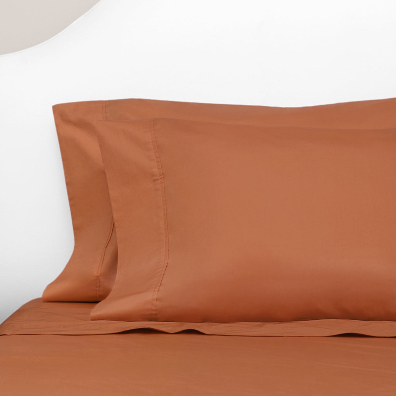 Cotton Sheet Set Textured White Contrast Terracotta Sheets White Duvet