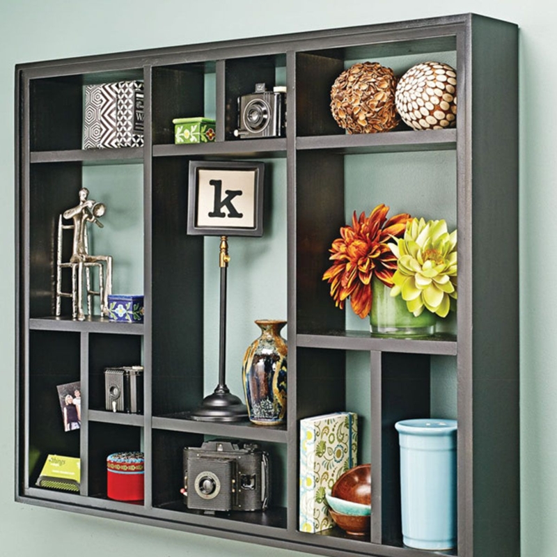 Craftsman Style Three-Tier Wall Shelf in Natural Honey Oak Finish