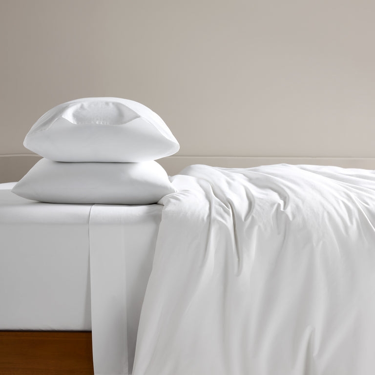Cream Cotton Pillowcase Set Smooth Woven Fabric Matte