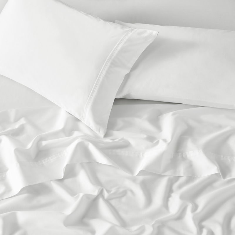 Cream Sateen Sheet Set Folded with Lustrous Finish