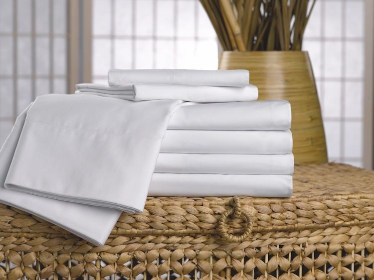 Crisp Bright White Pillowcases in Stacked Arrangement