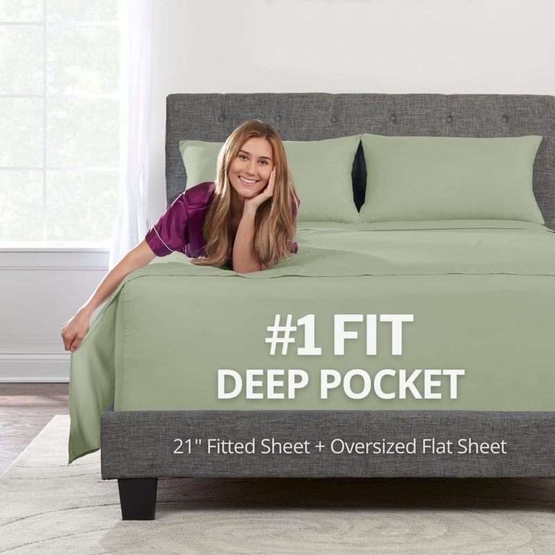 Crisp White Sheet Set Extra Deep Pockets Contemporary Bedding