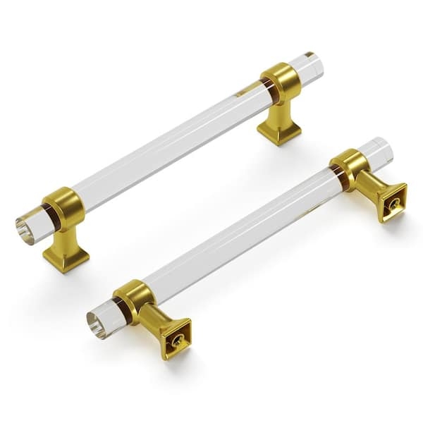 Crysacrylic Bar Cabinet Pull: Brushed Metal Ends