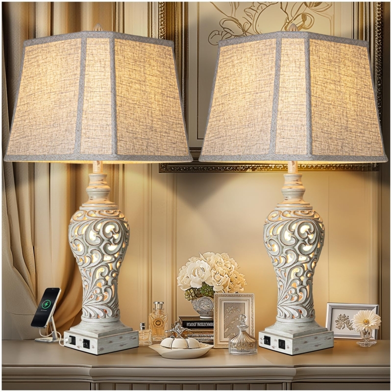 Crystal Body Table Lamp Set with Dual Light Source and USB Charging Base