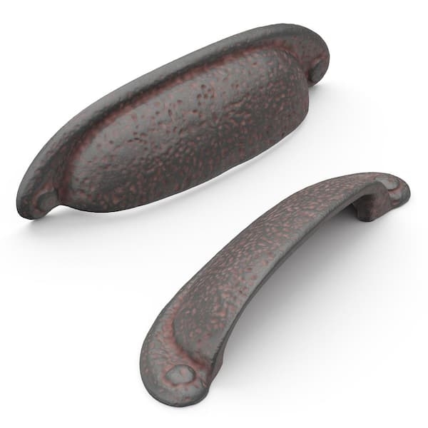 Cup Shape Cabinet Pulls 10-Pack Distressed Brown Finish Matte Rustic