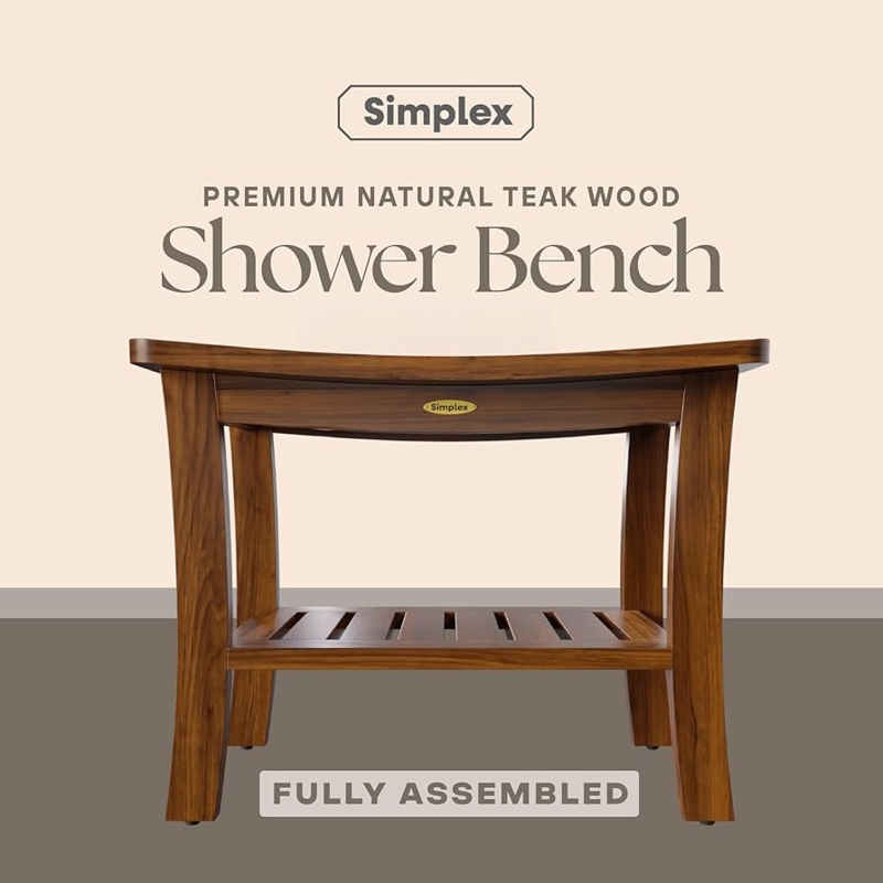 Curved Saddle Seat Shower Bench with Sturdy Block Legs