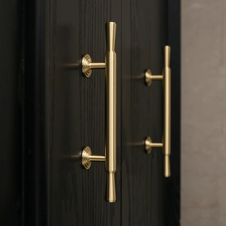 Cylindrical Cabinet Pulls T-Bar Design Graduated Sizes Satin Finish