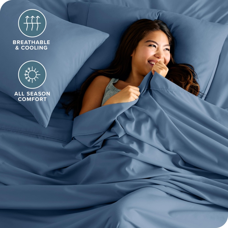 Deep Blue Bed Sheets | Brushed Microfiber, Modern Moody Bedroom Decor