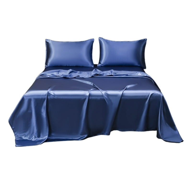 Deep Blue Sheet Set with Sateen Sheen and Smooth Polyester Finish