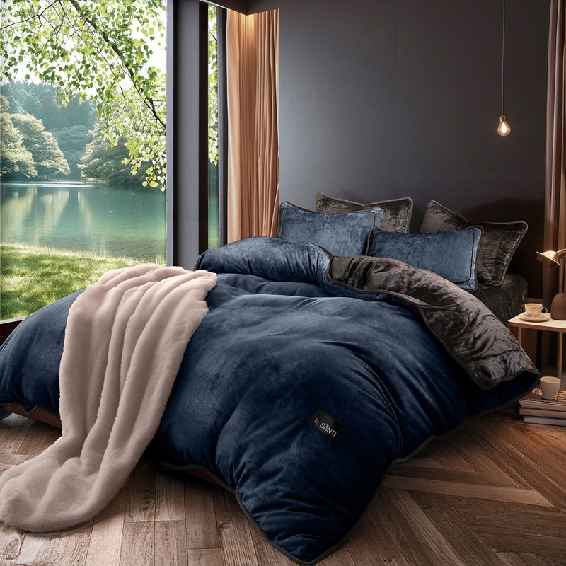 Deep Teal Velvet Duvet Cover Set Quilted Dot Texture Modern Moody