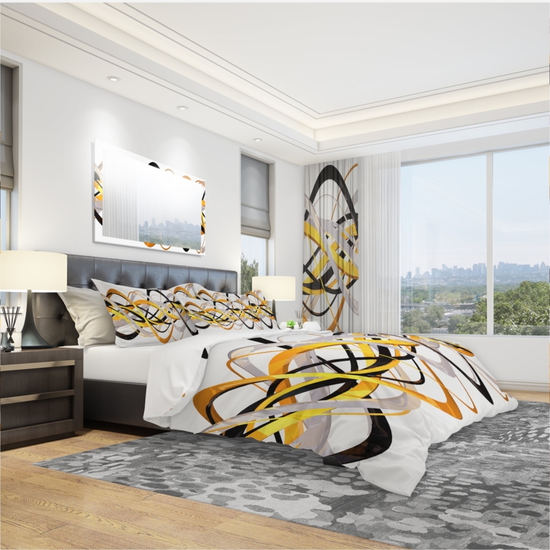 Designq 'Gold and Silver Helix' Modern & Contemporary Duvet Cover Set