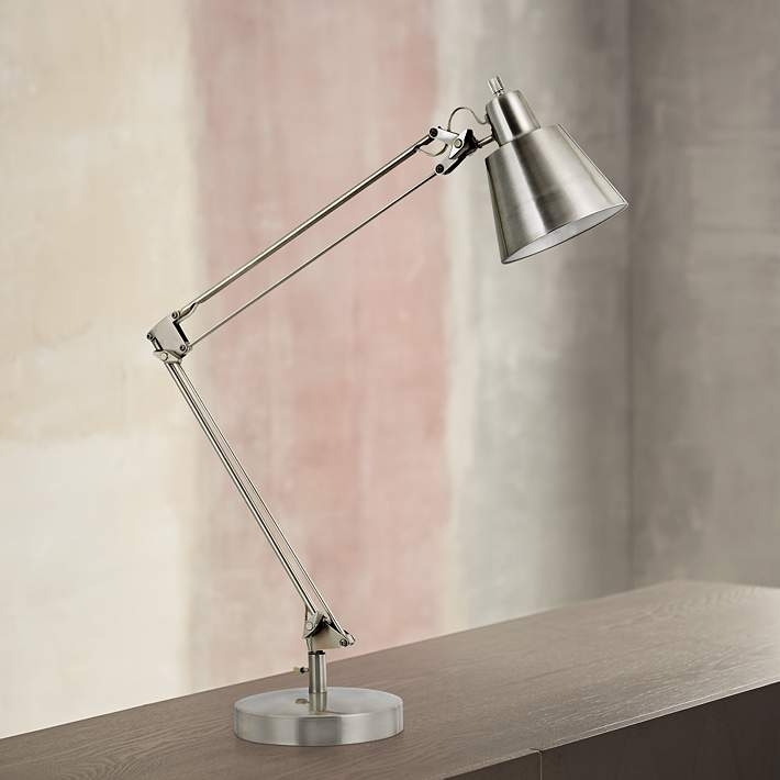 Desk Lamp Architectural Silhouette Round Base Flexible Task Light