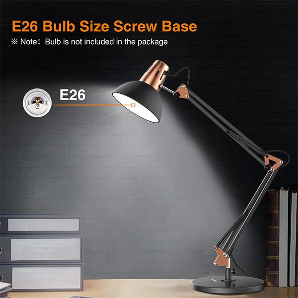 Desk Lamp Bell Shade Adjustable Height Clamp On Task Light