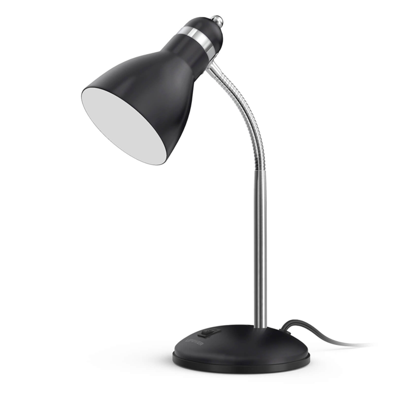 Desk Lamp Flexible Gooseneck Ribbed Neck Bell Shade Matte Finish