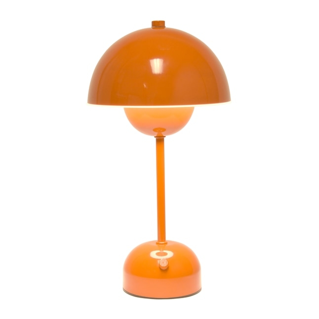 Desk Lamp: Glossy Metal Mushroom Shape with Tapered Base