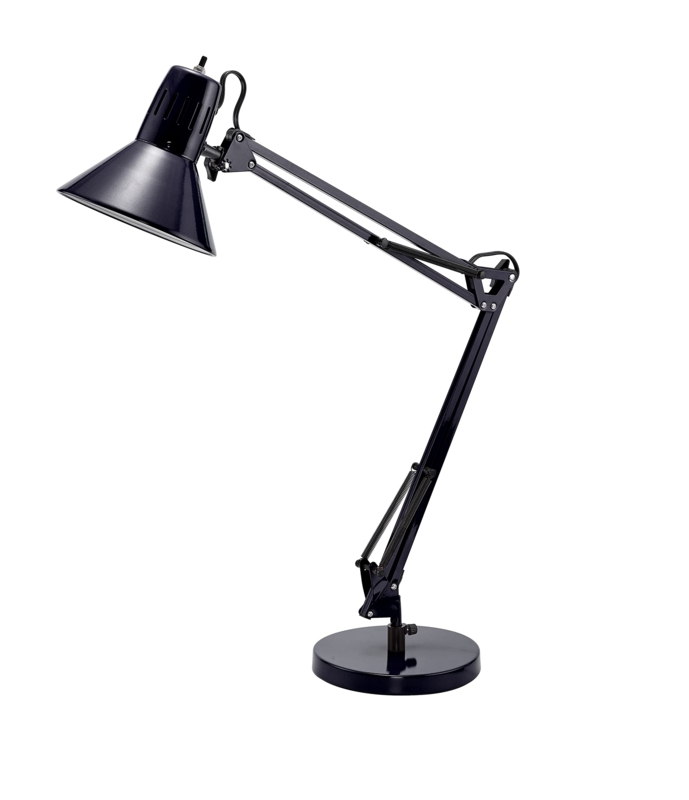 Desk Lamp Matte Black Clamp-On Base Swing Arm Industrial Style